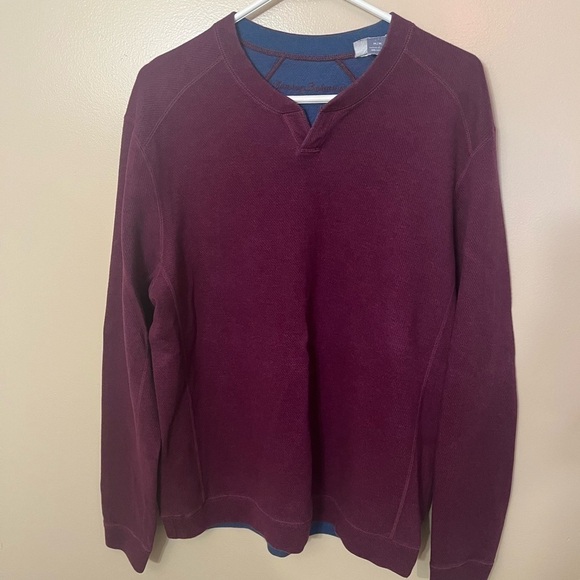 Tommy Bahama Maroon/Blue Reversible Flipstee Abaco Sweater Sz M - Picture 3 of 10